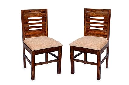 SHREE JEEN MATA ENTERPRISES Solid Sheesham Wood Set of Two Chairs | Wooden Two Chairs for Dining Room | Study Room | Office | Finish Colour - Natural Brown |