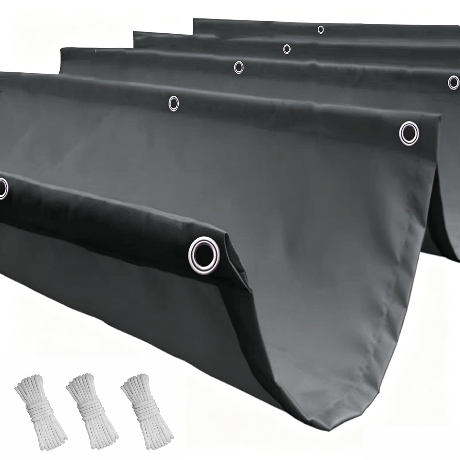Toldo Retráctil Tipo Ola 100 x 1600 cm con Ojales y Cuerda, Vela Sombra Impermeable y Rectangular con Bloqueo UV y Resistencia a Desgarros para Jardín Porche Patio Barbacoa, Gris Oscuro