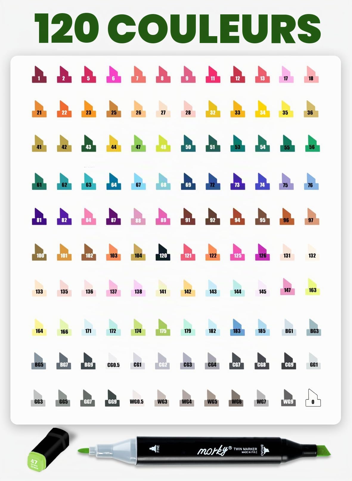 AEDAGA 120 Couleurs Feutre a Alcool avec APP Gratuit,Marqueur Alcool Pour Anime, Manga, Dessin, Croquis et Calligraphie, Fournitures Artistiques pour Adultes et Enfants
