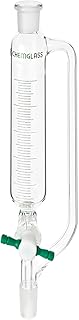 Chemglass CG-1712-16 Glass Cylindrical Style Graduated Addition Funnel, with 2mm PTFE Stopcock, 50mL Capacity
