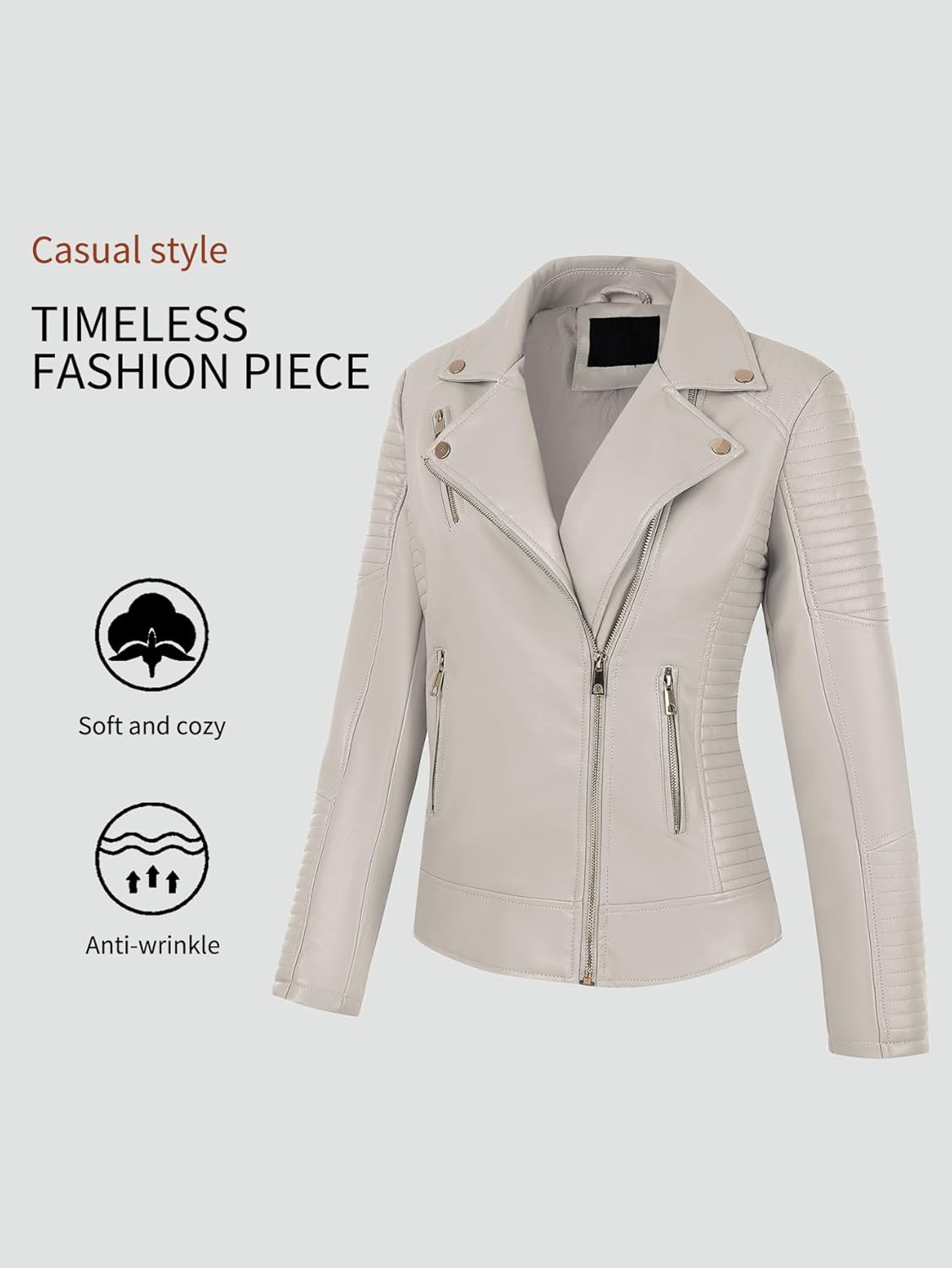 Bellivera Women's Faux Leather Casual Jacket 2025 Spring Trendy Motorcycle Outfits Lightweight Classic Coat - Image 2