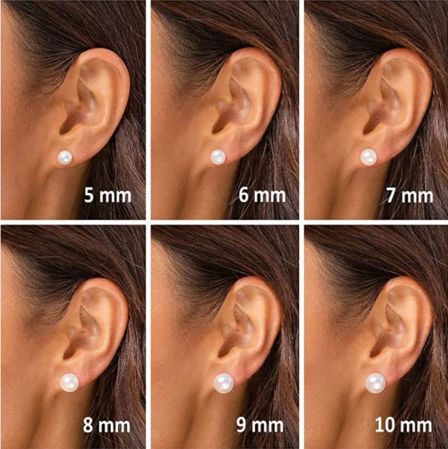 Pearl Stud Earrings for Women,Flat Screw Back Pearl Helix Earrings Cartilage Earrings 316L Surgical Steel Piercing Jewelry Gift(7,8,9,10mm Pearl) 6