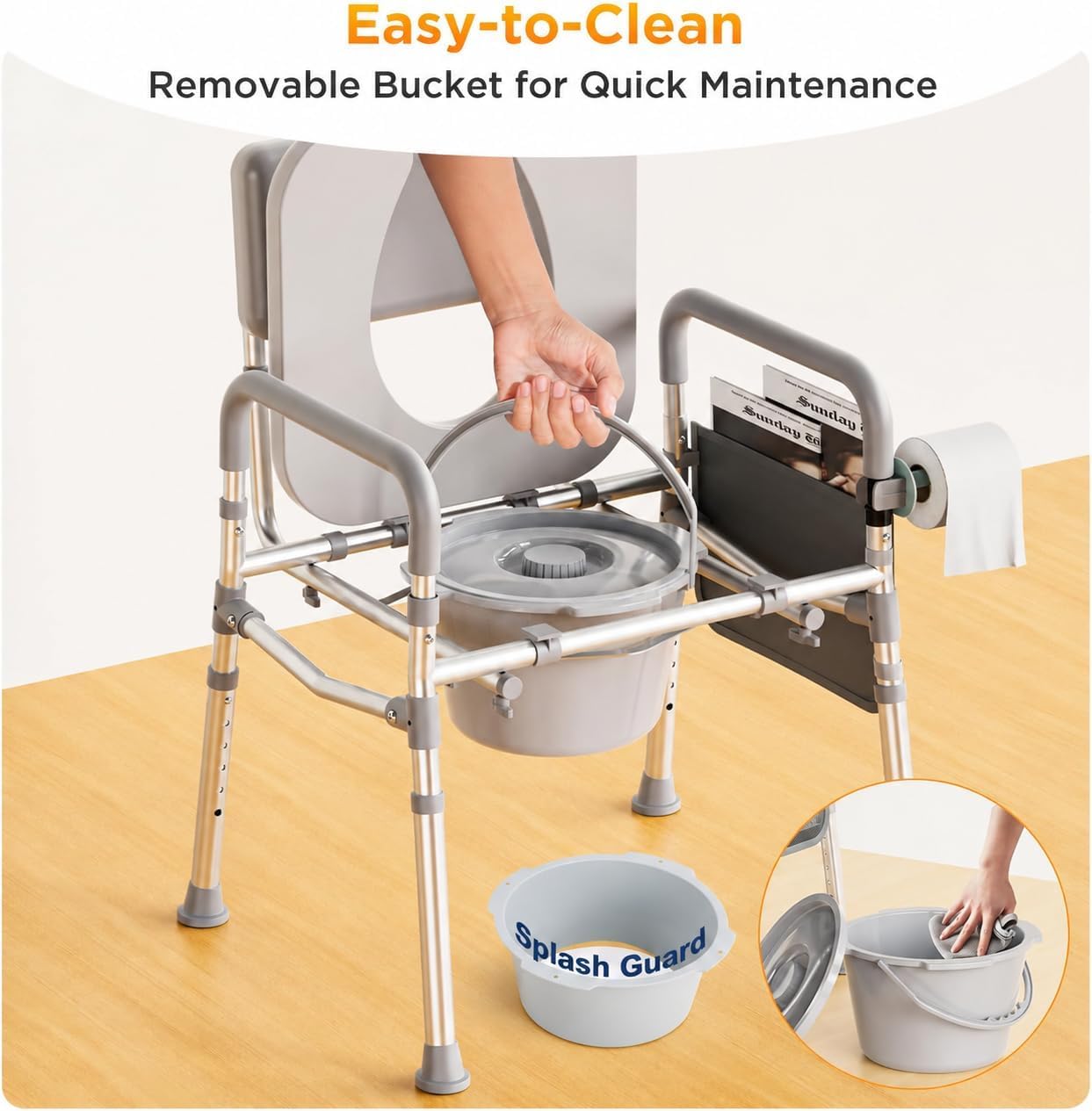 Bedside Commode - Portable Toilet for Seniors & Adults -3