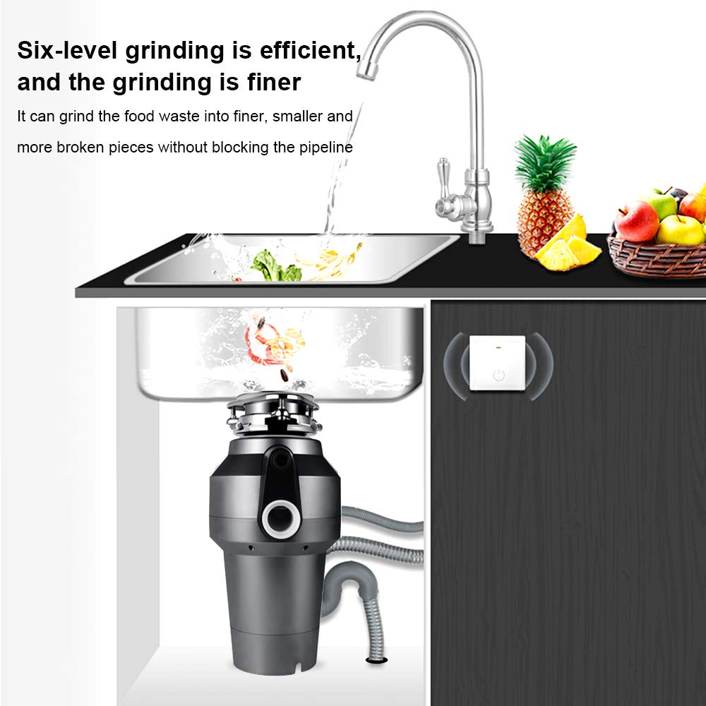 Topchances Disposer Máquina de eliminación de cocina para el hogar, agua de cocina universal mute fregadero triturador de basura, eficaz 560 W 3500 R MIN 1.2 L Disposer de residuos de alimentos