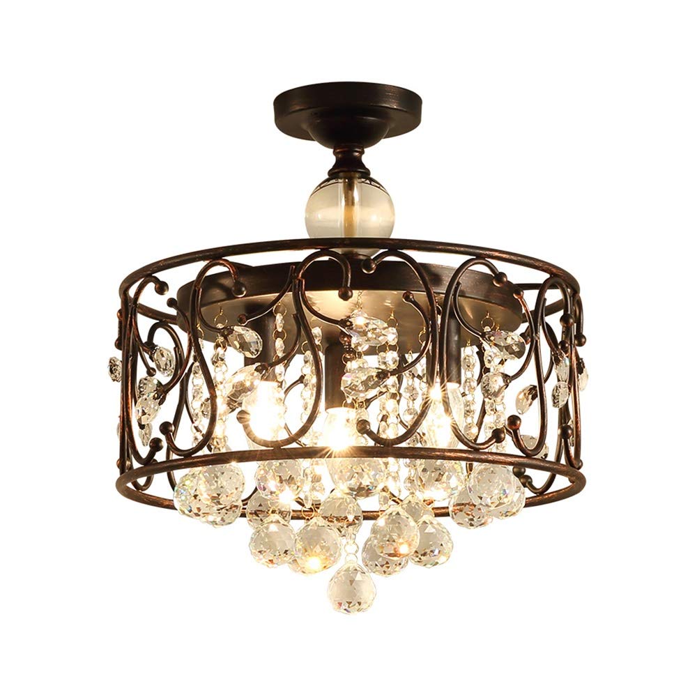 Lustre en cristal moderne plafonnier chic en fer forgé pour salon