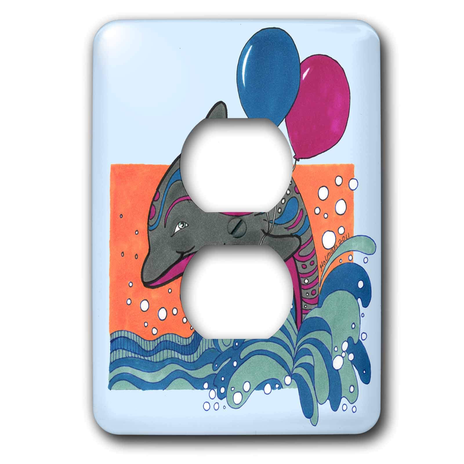 Dauphin ocean splash motif fantaisiste colore pour plaque double ouverture de qualite
