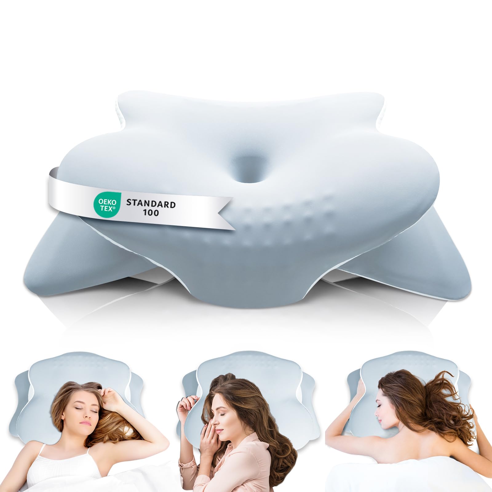 Cervical Neck Pillow for Sleeping - Ergonomically Designed Memory Foam Pillows for Neck Pain Relief Side Sleeper Pillow