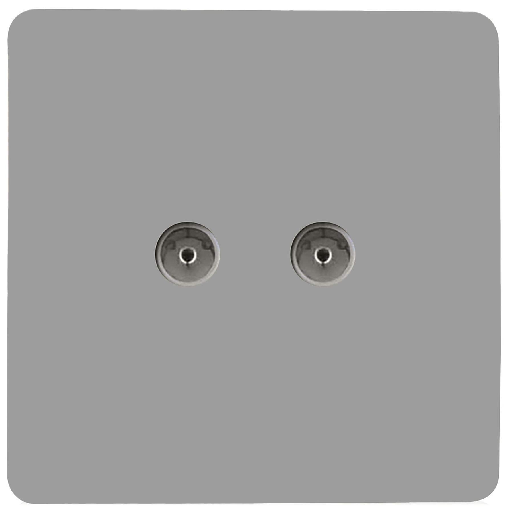 Trendi Artistic Modern Glossy Tactile 2 Gang TV Socket Light Grey