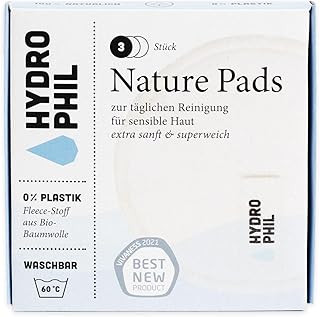 Hydrophil Nature Pads – Wiederverwendbare Abschminkpads aus 100% GOTS-zertifizierter Bio-Baumwolle – Extra weich, waschbar bis 60°C, plastikfrei – Sanfte Reinigung für sensible Haut