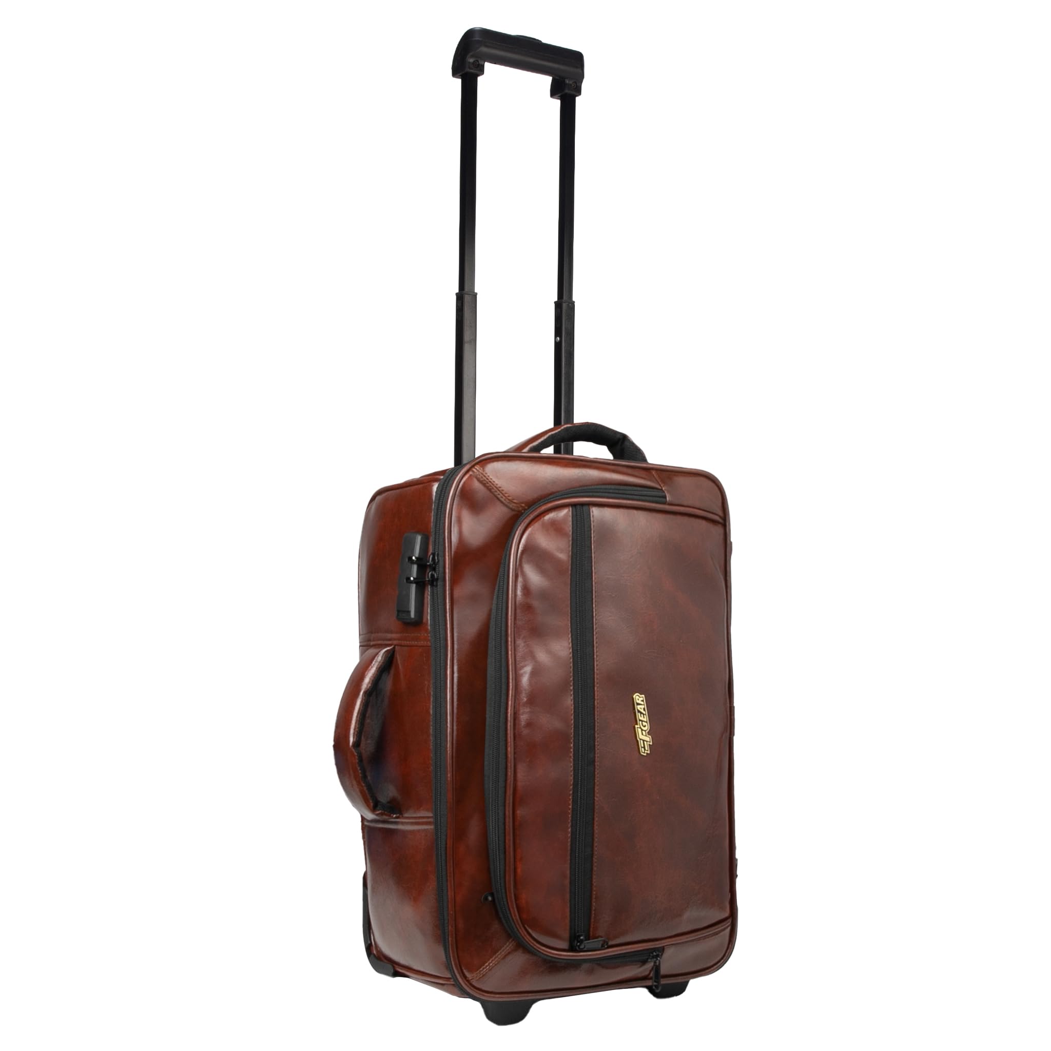 F Gear Marshal Art Lthr 23L, Overnighter Laptop Pilot Trolley Case|Roller Case|Cabin Luggage|Business Trolley Bag|Cabin Overnighter|Fits 16.5" Laptop - Padded Sleeve|Carry Clothes & Documents