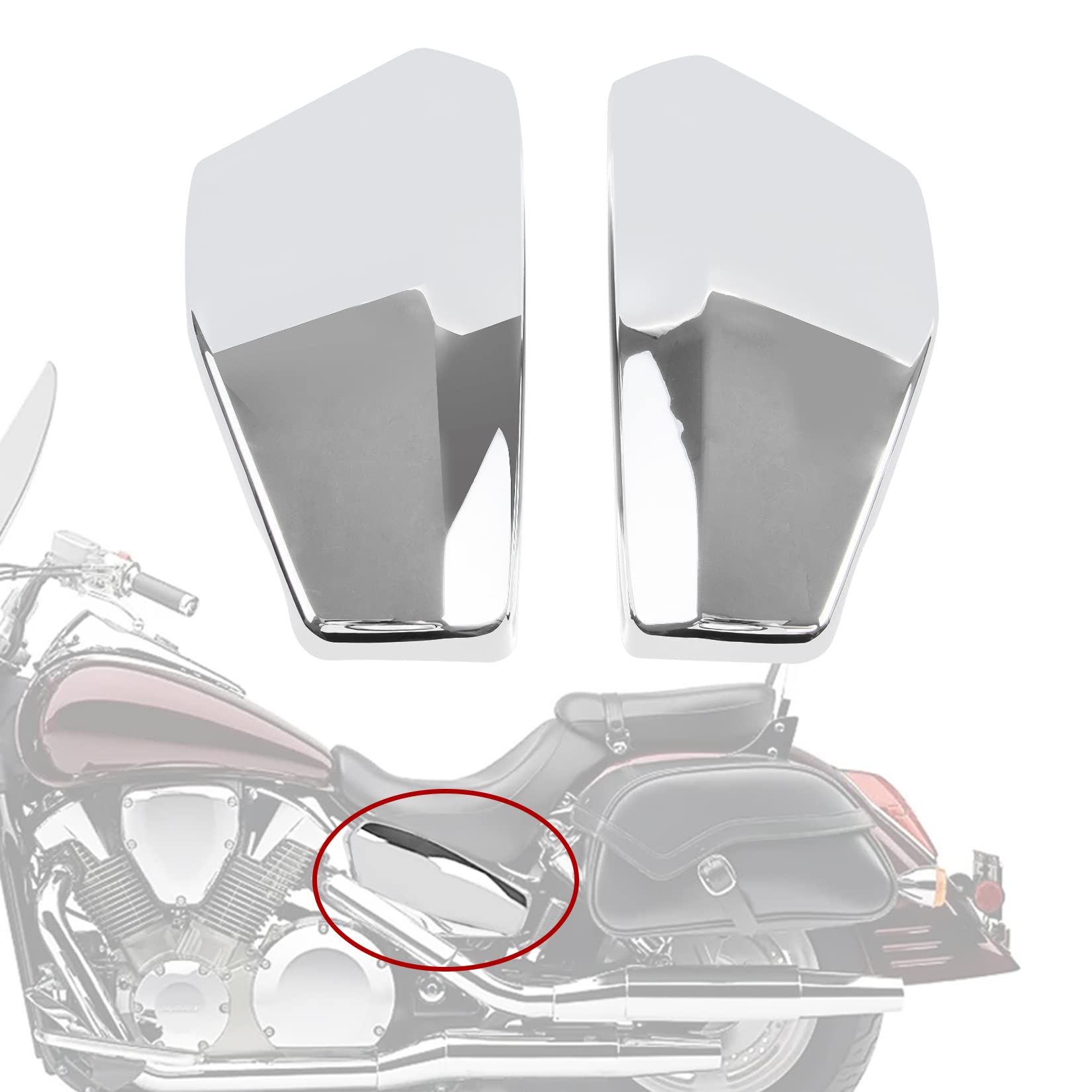 Motorcycle Left & Right Battery Side Fairing Covers Side Panel Oil Tank Cover For Honda VTX 1300 R/Retro, S/Spoke, C/Custom & T/Tourer Models 2003-2009. (silver-301-14