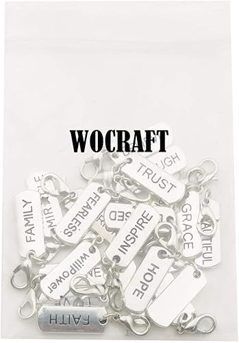 Miniatura 4 de WOCRAFT 20 piezas de suministros de artesanía hechos a mano con palabras de inspiración colgante con cierre de langosta para hacer joyas, accesorio