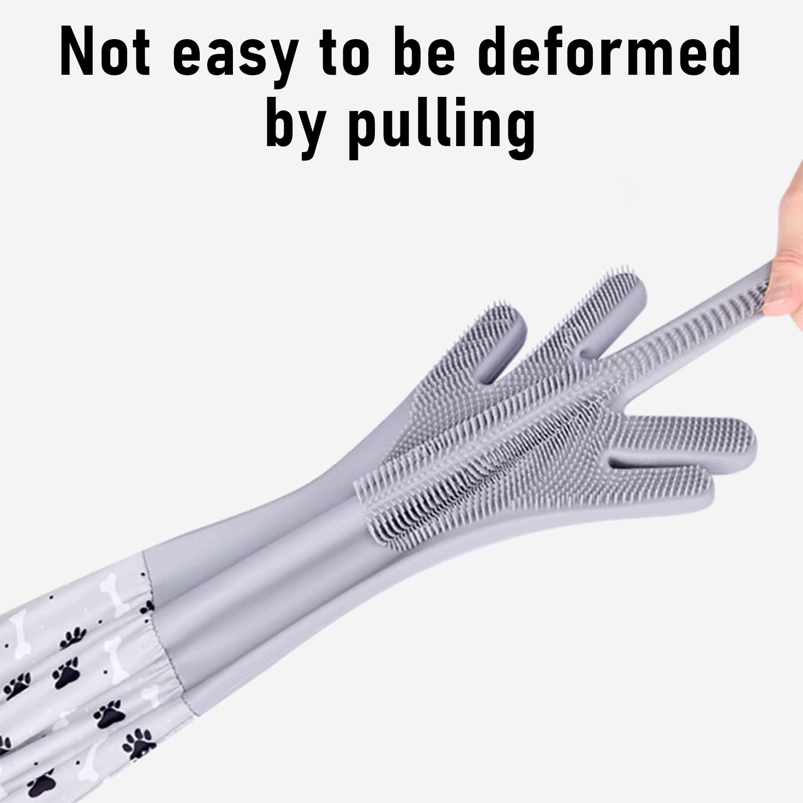Risipu Extra Long Cat Grooming Glove, Non-Slip Dog Washing Gloves, Thickened Silicone Material Pet Grooming Gloves (grey-Long gloves) - Image 4