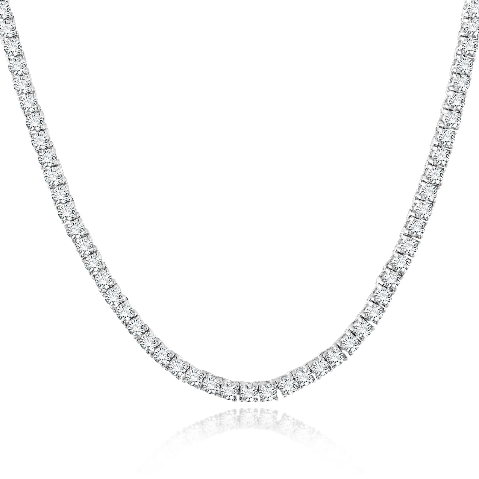 Kose 4 Prong Tennis Necklace for Women and Men- 18k white/yellow gold plated chains and 5A 3.0mm Round Cubic Zirconia Cut Faux Diamond Tennis Chain| Festival gifts |Size 16/18/20inch