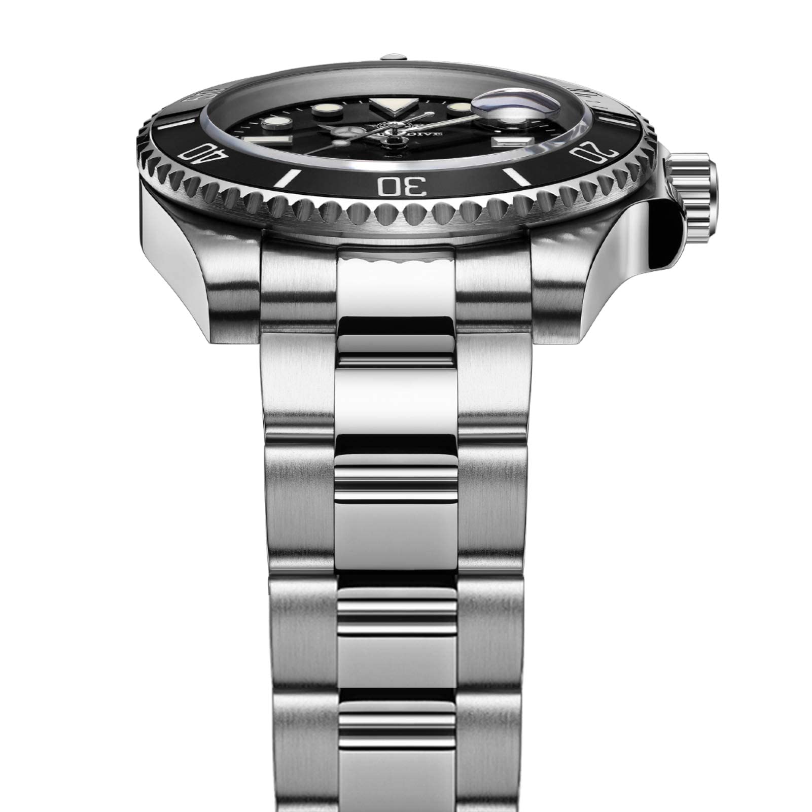 ADDIESDIVE Reloj de Buceo para Hombre Resistente al Agua hasta 200m analógico de Cuarzo BGW9 Luminoso Bisel de cerámica Correa de Acero Inoxidable Estilo Informal de Negocios Reloj
