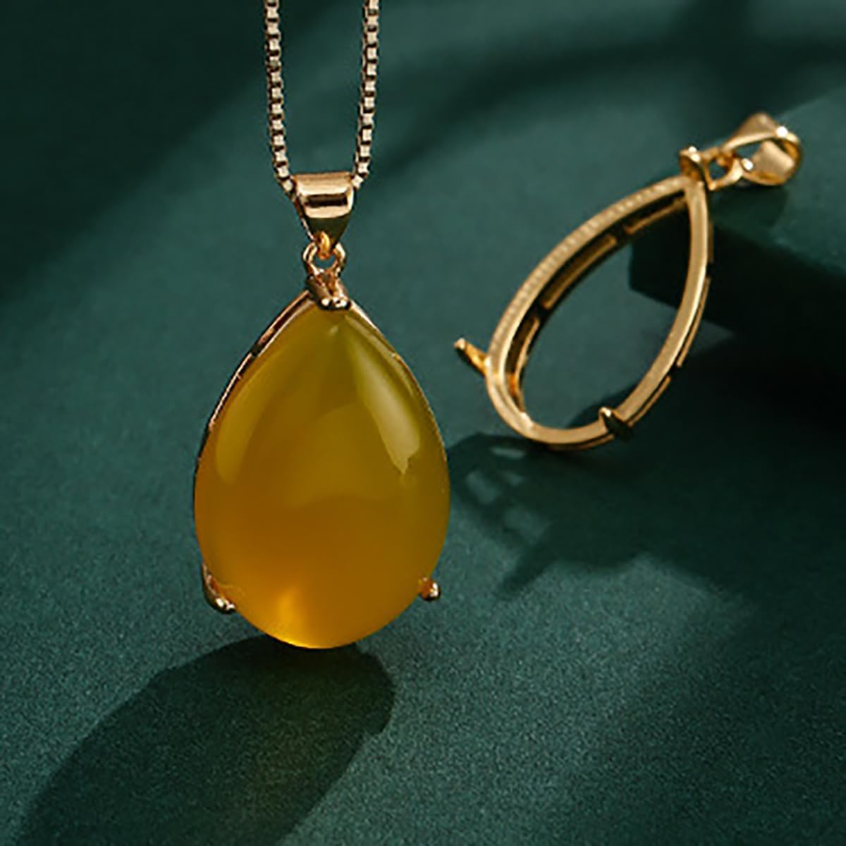 Solid 925 Sterling Silver Teardrop Cabochon Bezel Prong Pendant Settings Cabochon Pendant Base Tray for Jewelry Making Accessories