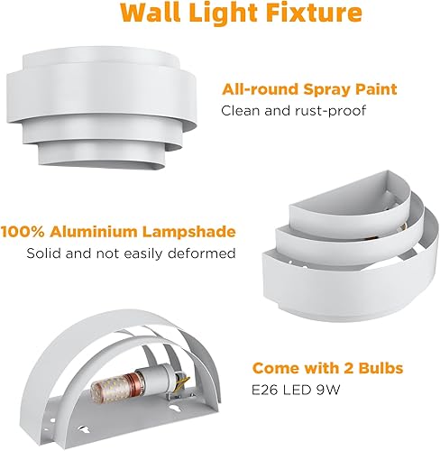 Miniatura 4 de SHANGSKY Juego de dos apliques de pared, apliques de iluminación para interiores, lámparas de pared para sala de estar, pasillo, escalera,