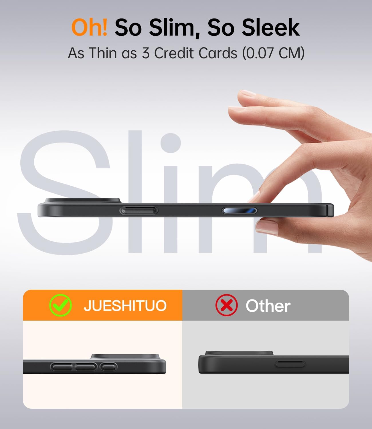 JUESHITUO Magnetic Slim Fit Case for iPhone 17 Pro Max(6.9"), Ultra Thin Matte Anti-Scratch Hard PC Cover(1X Screen Protector), OriginFit Case iPhone 17 Pro Max Compatible with MagSafe, Black - Image 2