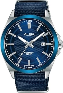 Alba AS9P21X Active Stainless Steel Analogue Watch with Nylon Strap for Men, Blue/Blue