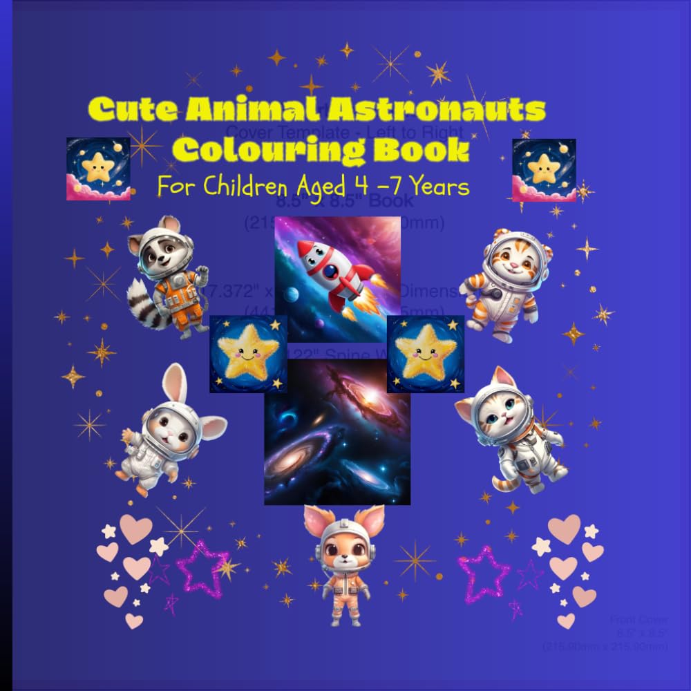 Cute Animal Astronauts Colouring Book ( For Children Aged 4 - 7 Years )