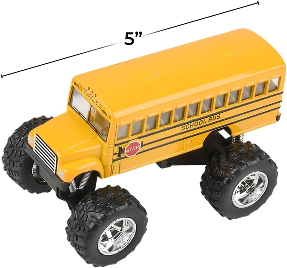 Rhode Island Novelty 5 Inch Die-cast Metal School Bus Big Wheel Monster Truck One School Bus