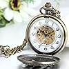 JewelryWe Classic Antique Half Hunter Metal Hollow Skeleton Hand Wind Mechanical Pocket Watch with Chain #2
