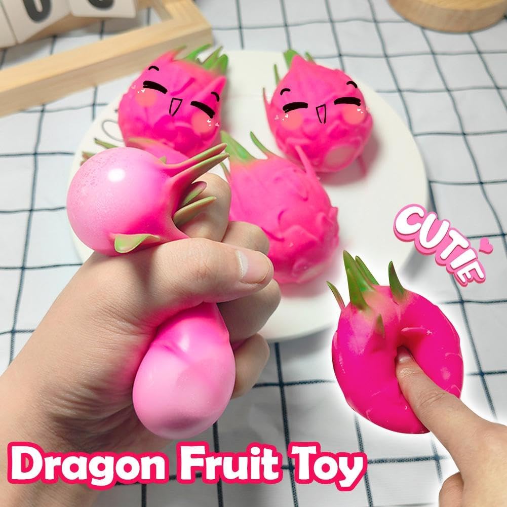 Dragon Fruit Squishies Stress Ball,Giant Realistic Dragonfruit Squishies Slow Rising Squishies Toy,Easter Basket Stuffer Sensory Squishies Toy,Jumbo Squeezing Fidget Toy for Anxiety ADHD Stress Relief