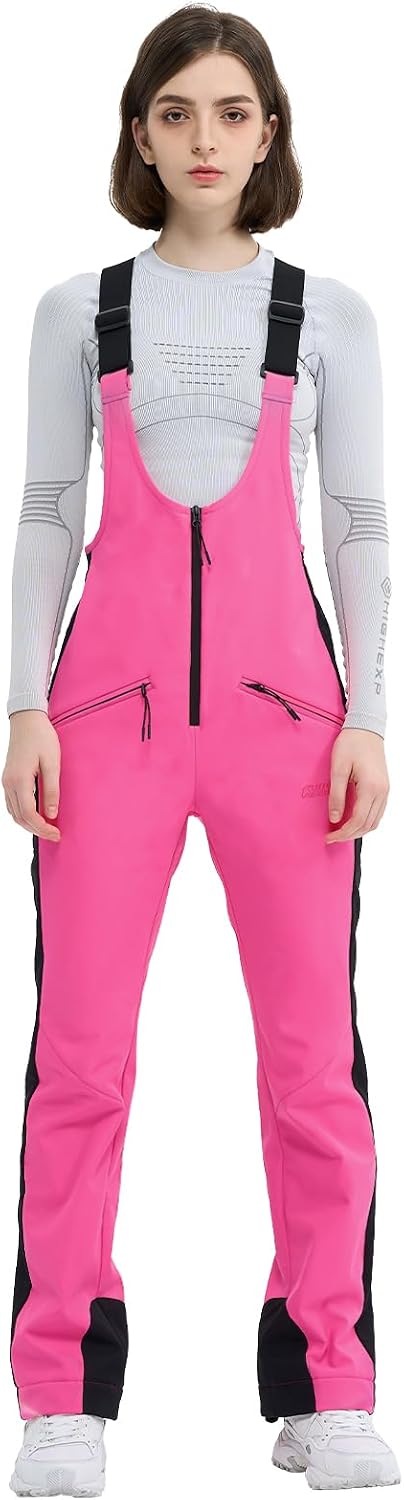Ski Bib Pants for Women Snow Skinny Overalls Soft Shell Slim Fit Fitted Snowboard Suspenders Waterproof Warm