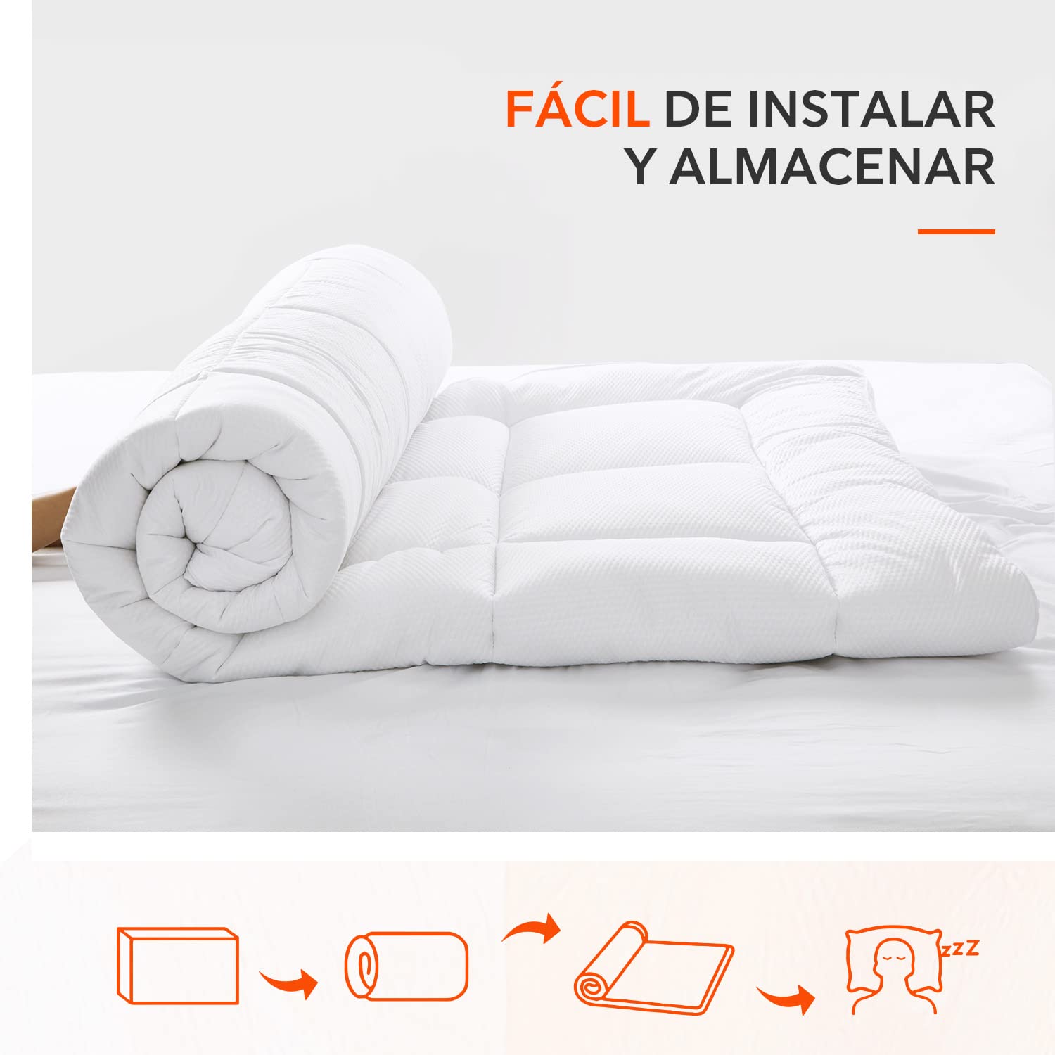 Sweetnight 3D Ultra Soft Topper Microfibre Poliéster Durable Transpirable Colchón, Supersuave Funda 135 x 190 x 6 cm Blanco