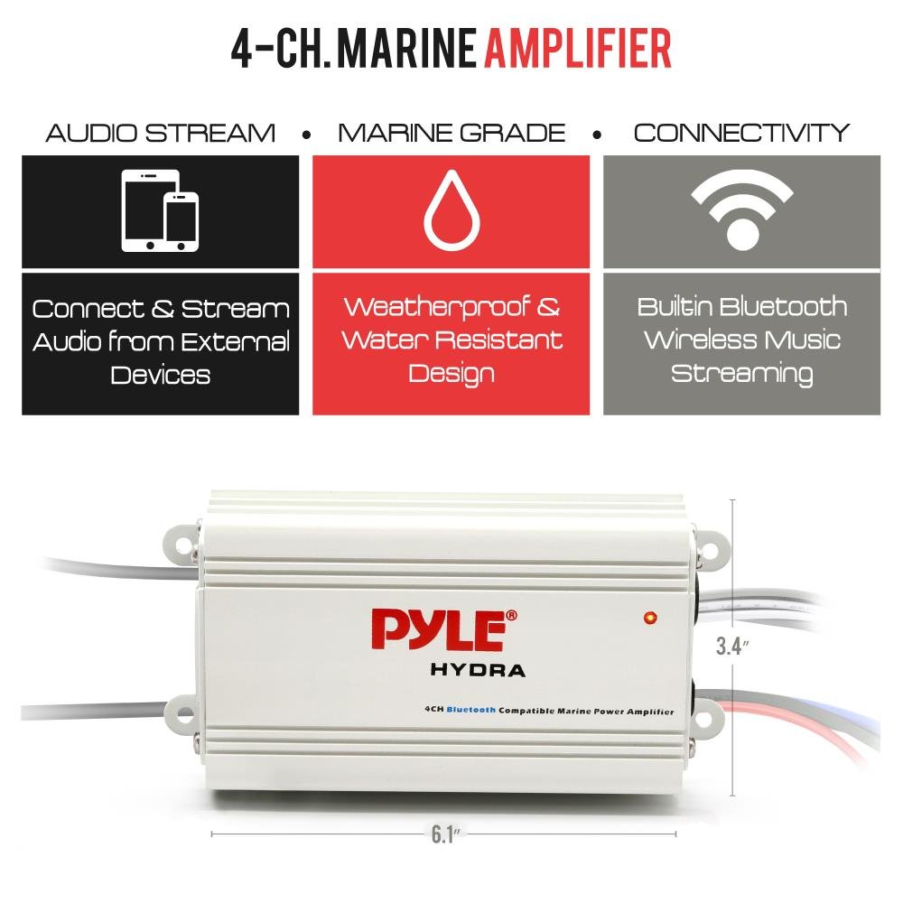 Pyle Auto 4-Channel Marine Amplifier 