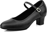 Sogebo Women's Latin Dance Shoes - 2.2" Ankle Strap Character Heels for Salsa Tango Wedding Pumps