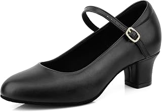 Sogebo Women's Latin Dance Shoes - 2.2" Ankle Strap Character Heels for Salsa Tango Wedding Pumps