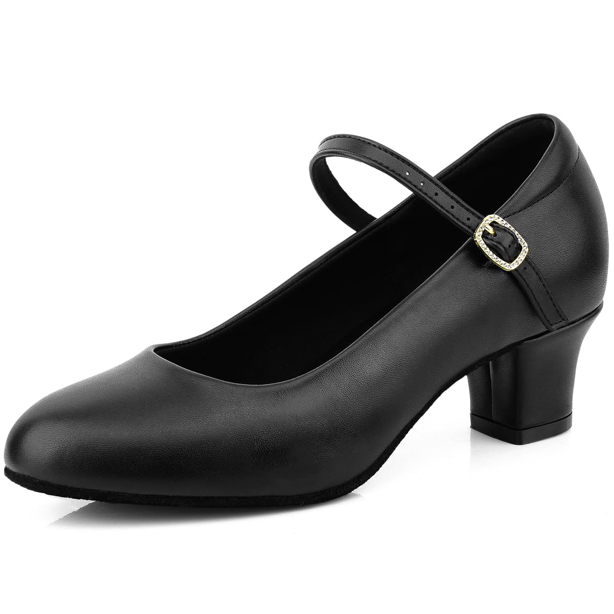 Ankle Strap Salsa Dance Heels Dress Pumps Womens Character Shoes, 8 M US Black
