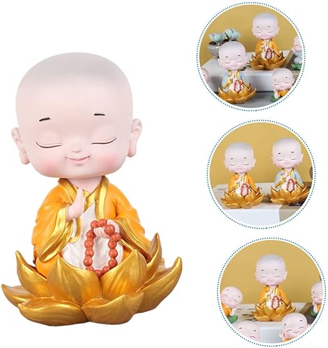 Miniatura 4 de VOSAREA 2 piezas de adornos de monje en miniatura, accesorios de coche de resina