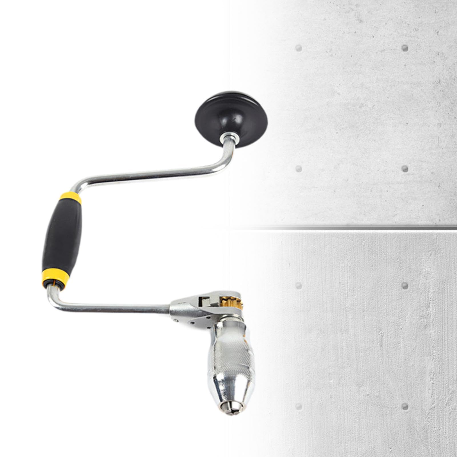 perfk Broca de carpintero, taladro de manivela, herramienta manual para carpintería, portabrocas portátil de 4 mordazas, pinza de broca oscilante para, 33 x 18.5 cm