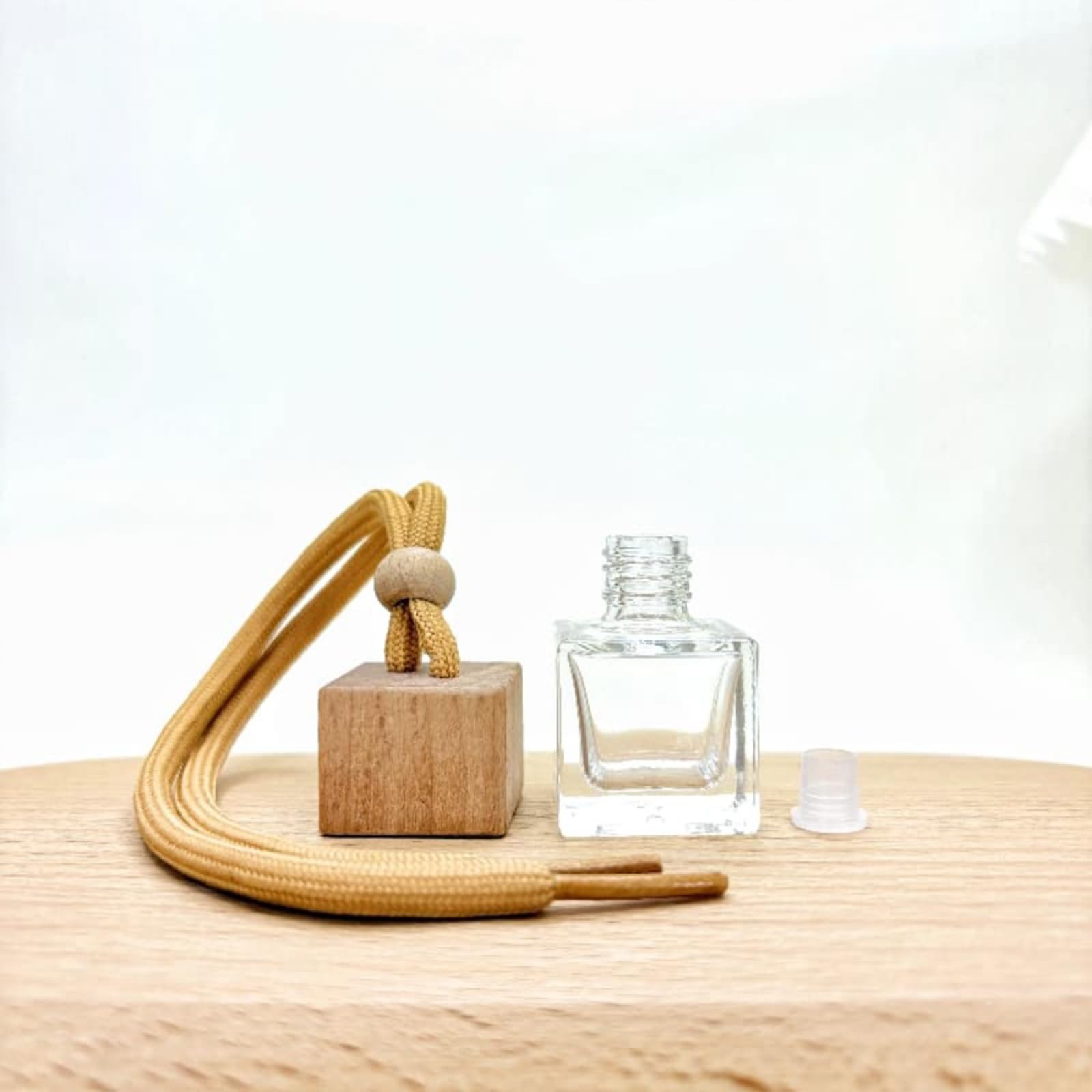 8ML Hanging Car Air Freshener Diffuser, Empty Glass Bottles with Wooden Lids, Refillable Essential Oil Diffuser with Adjustable Lanyard for Car Home DIY(10 Pack) - 5