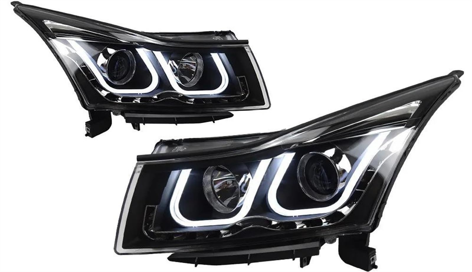 Car Lamp Hoods For Chevy For Cruze 2009 2010 2011 2012 2013 2014 Cars Headlight Headlights LED DRL Running Lights Bi-Xenon Beam Headlight Lamp Cover (Size : LED kit)