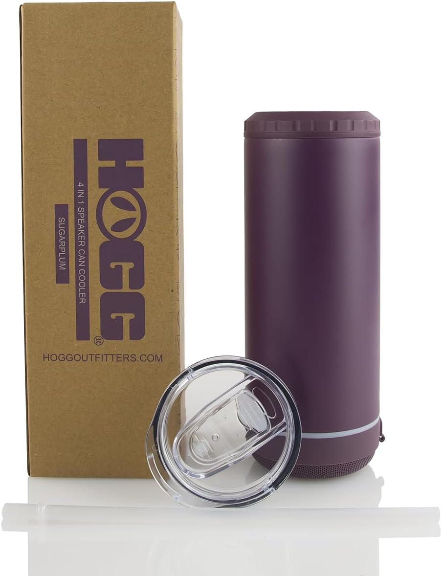 Hogg Bluetooth Tumbler 4 in 1 Can Cooler - Sugarplum, Universal Can Cooler for Drinks, Bluetooth Speaker Cup, Stainless Steel Tumbler with Speaker, Beer Holder, Beer Accessories - Image 2