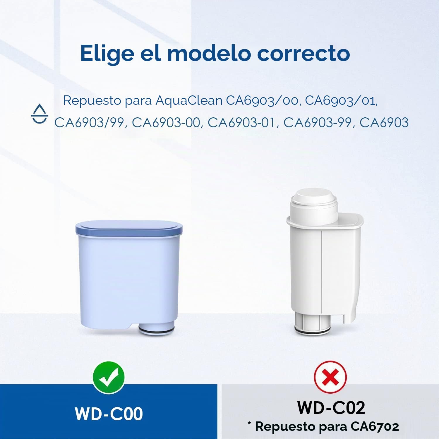 Waterdrop Filtro de Agua de Repuesto Compatible con Philips® AquaClean® CA6903/10 CA6903/22 CA6903 Filtro de Cal, Reduce el Contenido de Cal (3)