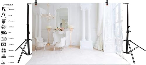 Miniatura 10 de Baocicco Decoración interior de habitación de lujo de 10 x 6.5 pies, telón de fondo de fotos, candelabro de lujo, muebles delicados, fondo