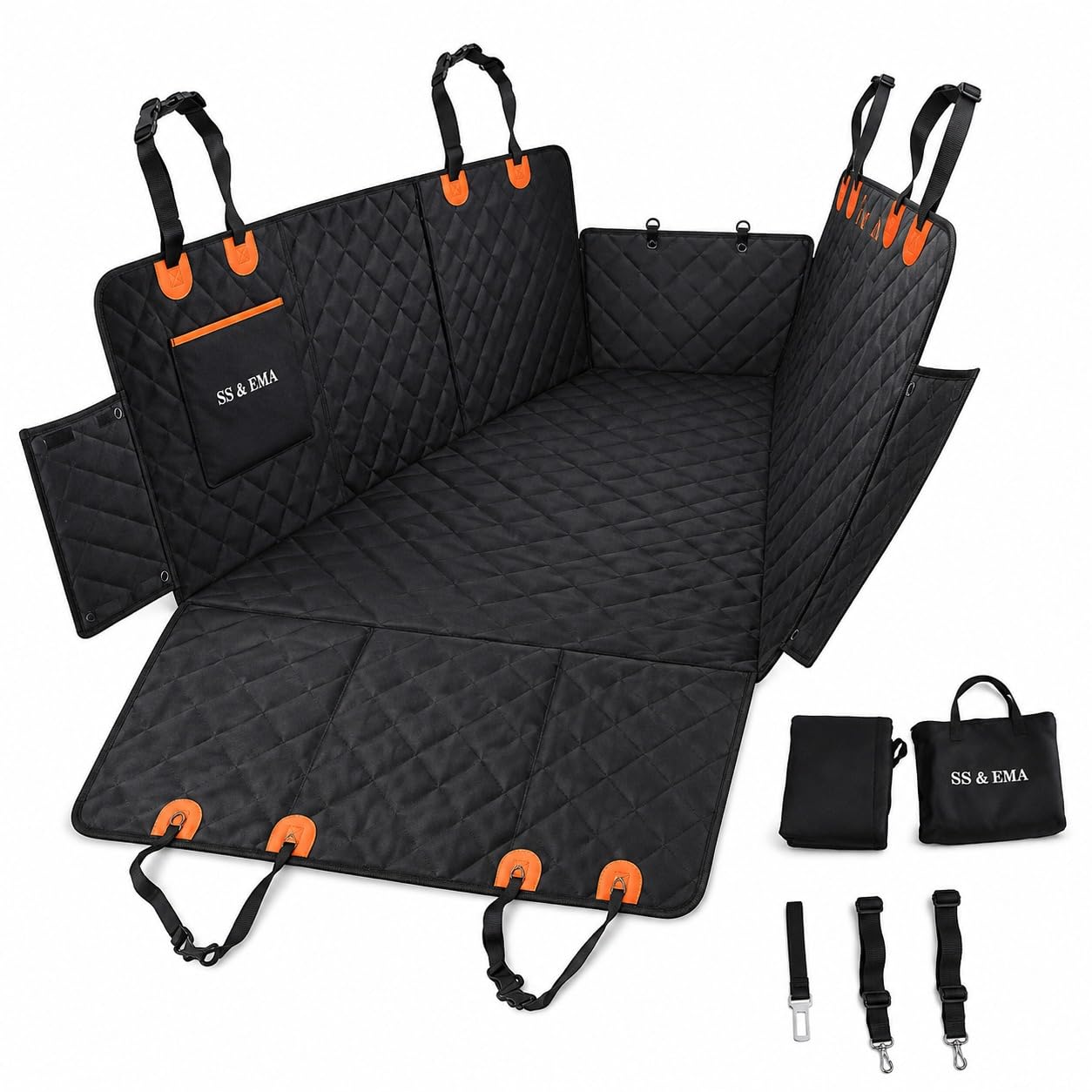SS & EMA Dog Car Seat Cover, Dog Hammock for Car Back Seat