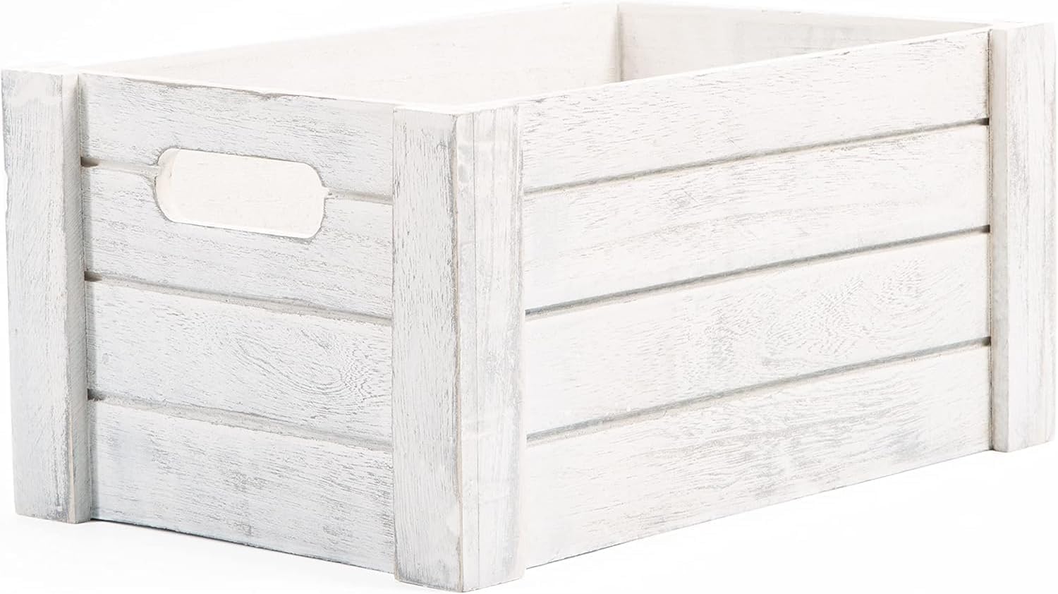 Wickerfield Wooden Crates with Cutout Handles Under Bed Storage Boxes Cube Christmas Eve Large Gift Box Dog Toy Hamper Baskets for Gifts Empty (Grey, Small)