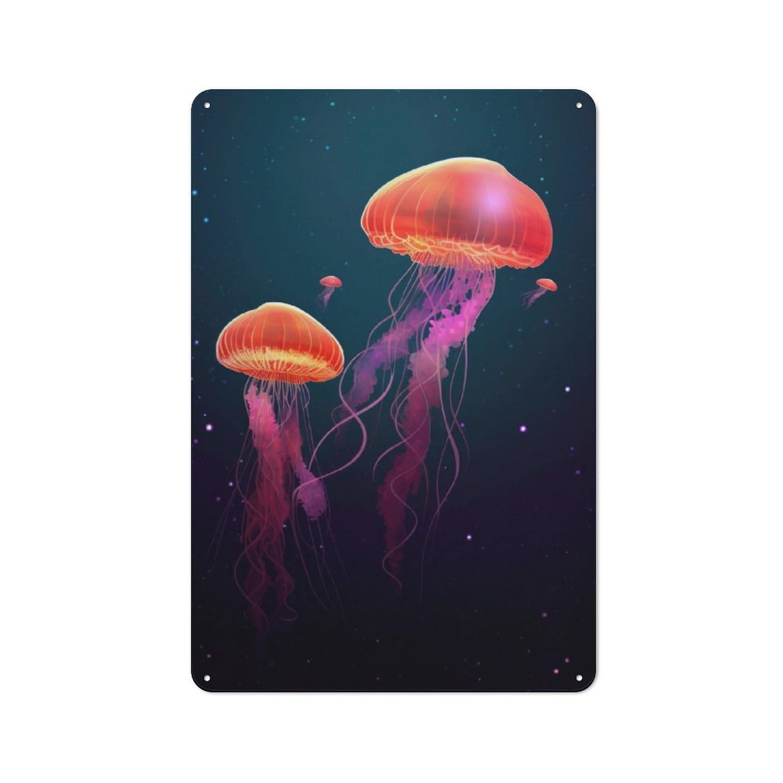 Junmoney Jellyfish Animal Rustic Metal Plaque 30X20cm For Studio Or Craft Room, Suited To Craft Room Decorators
