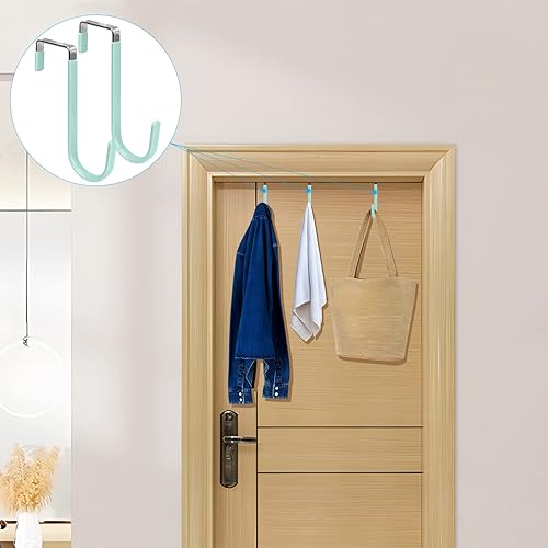 Vista 81 de FYY Ganchos para colgar sobre la puerta, paquete de 4 ganchos de goma para evitar arañazos, organizador resistente para sala de estar, baño