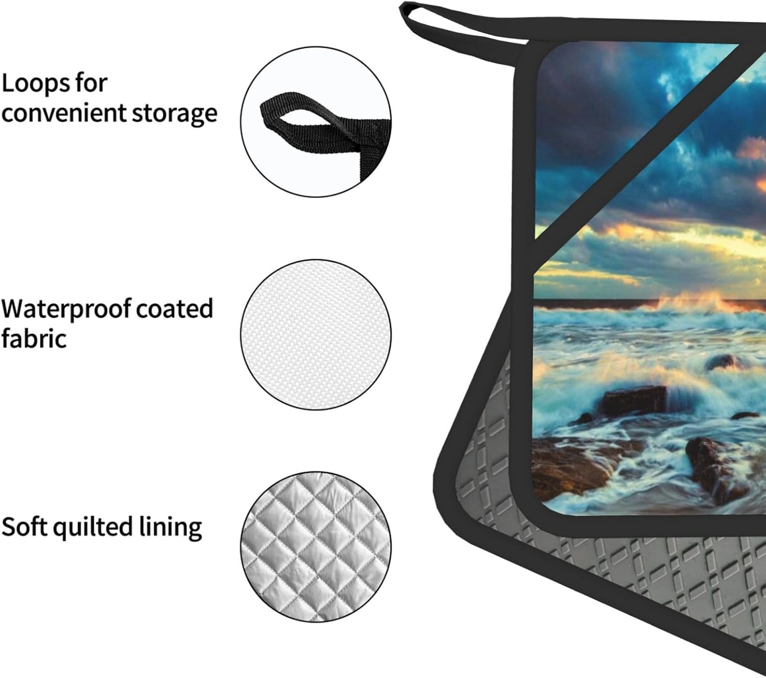 Sunset Beach Oven Mitts and Pot Holders Set of 4 Heat Resistant Kitchen Gloves with Silicone Palm Hot Pads for Baking Cooking Grilling BBQ