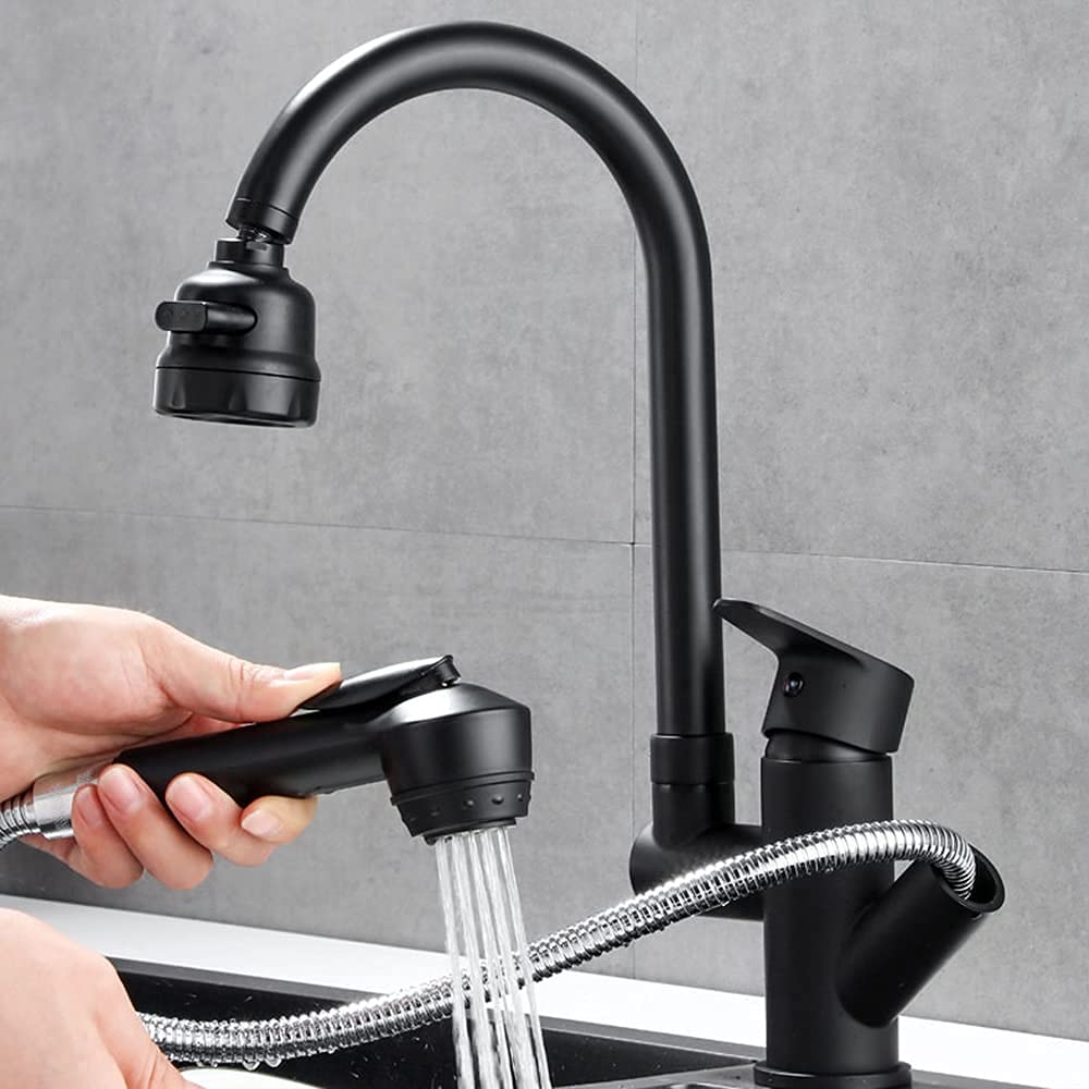 El Grifo extraíble Tiene un Cuerpo de Cobre, retráctil y Giratorio, y se Puede Utilizar para Fregadero doméstico, Grifo de Agua fría y Caliente.