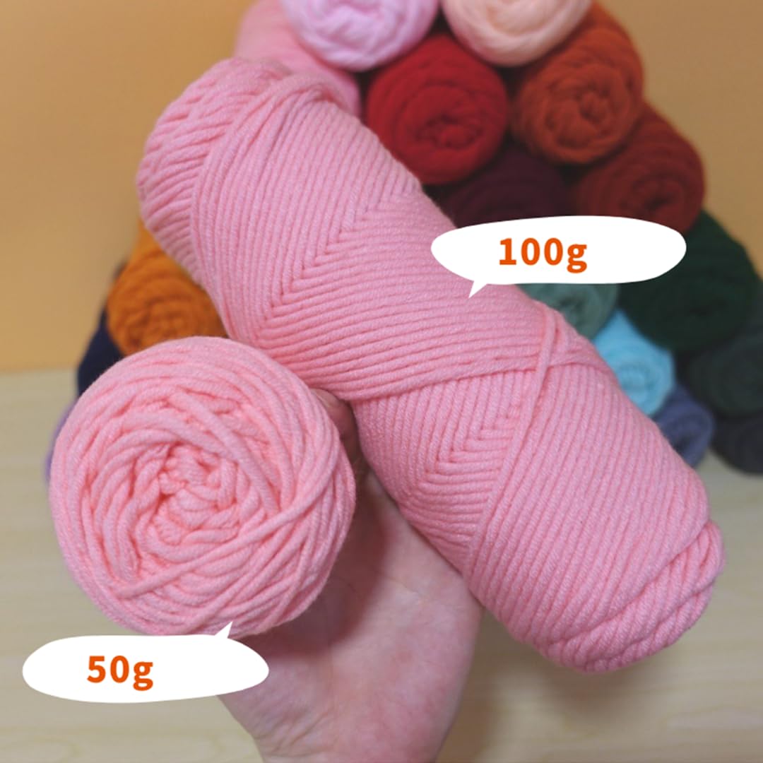 6 x 100-g-Knäuel aus verschiedenen Tuftinggarnen,farbiges Milchbaumwollgarn,8-fädiges Acrylgarn zum Stricken und Weben für Tuftingpistole und Lochnadel,3 mm Häkelnadelgarn für Teppich/Pullover/Schal