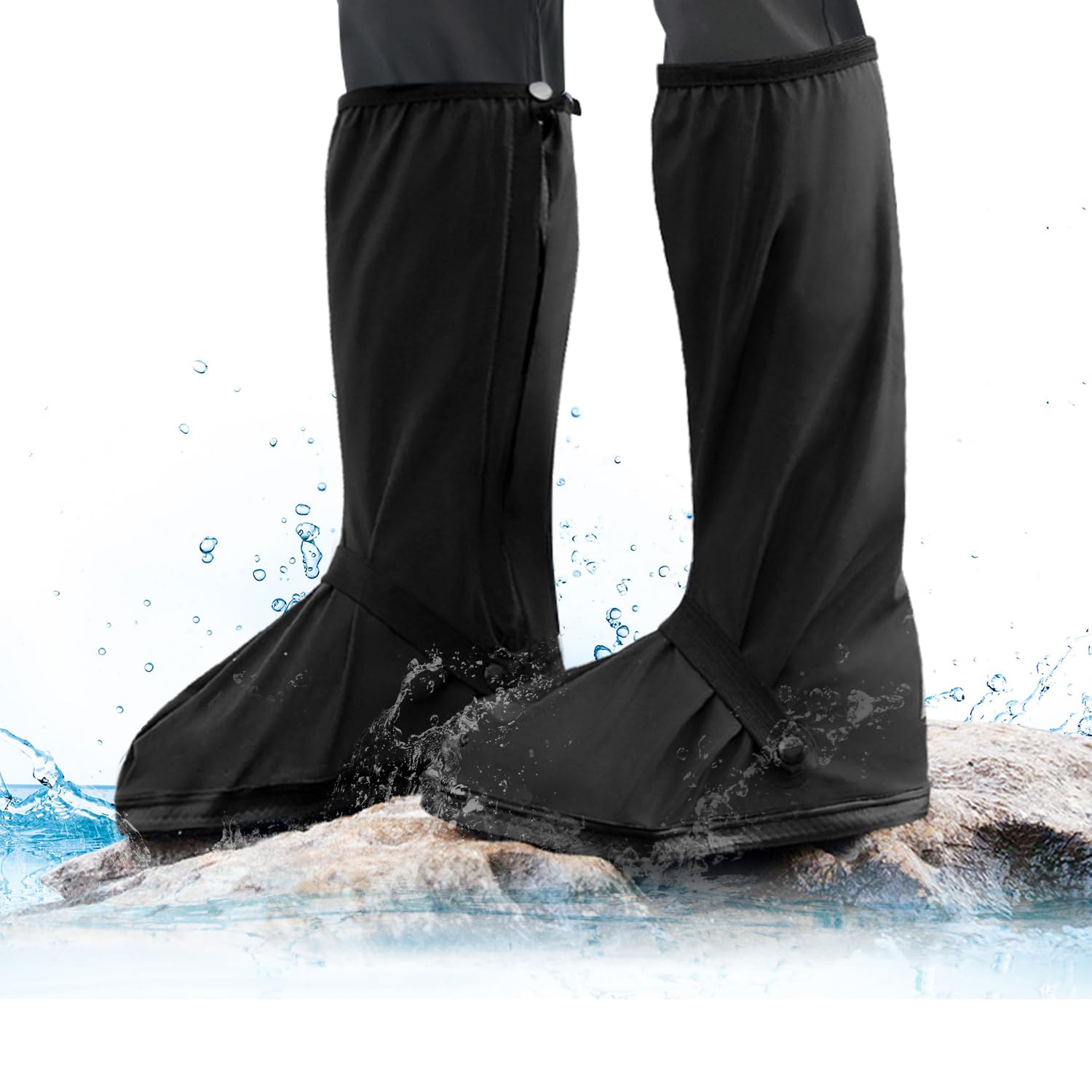 JUSTTOP rain Shoe Covers Waterproof, Recyclable Waterproof Shoe Covers, Shoe Covers for rain with Zipper, Foldable & Non-Slip, rain Shoe Covers, Unisex Rainboots, Reflector (2XL)