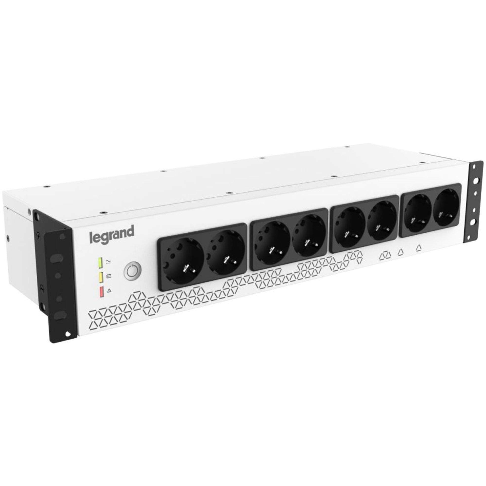 Legrand Rack PDU 19" avec système d'alimentation intégré 800 VA - 480 W, 1 phase, 230 V, 8 prises Schuko rack 19" ou armoire de distribution d'alimentation, temps de pont jusqu'à 15 minutes. 310332