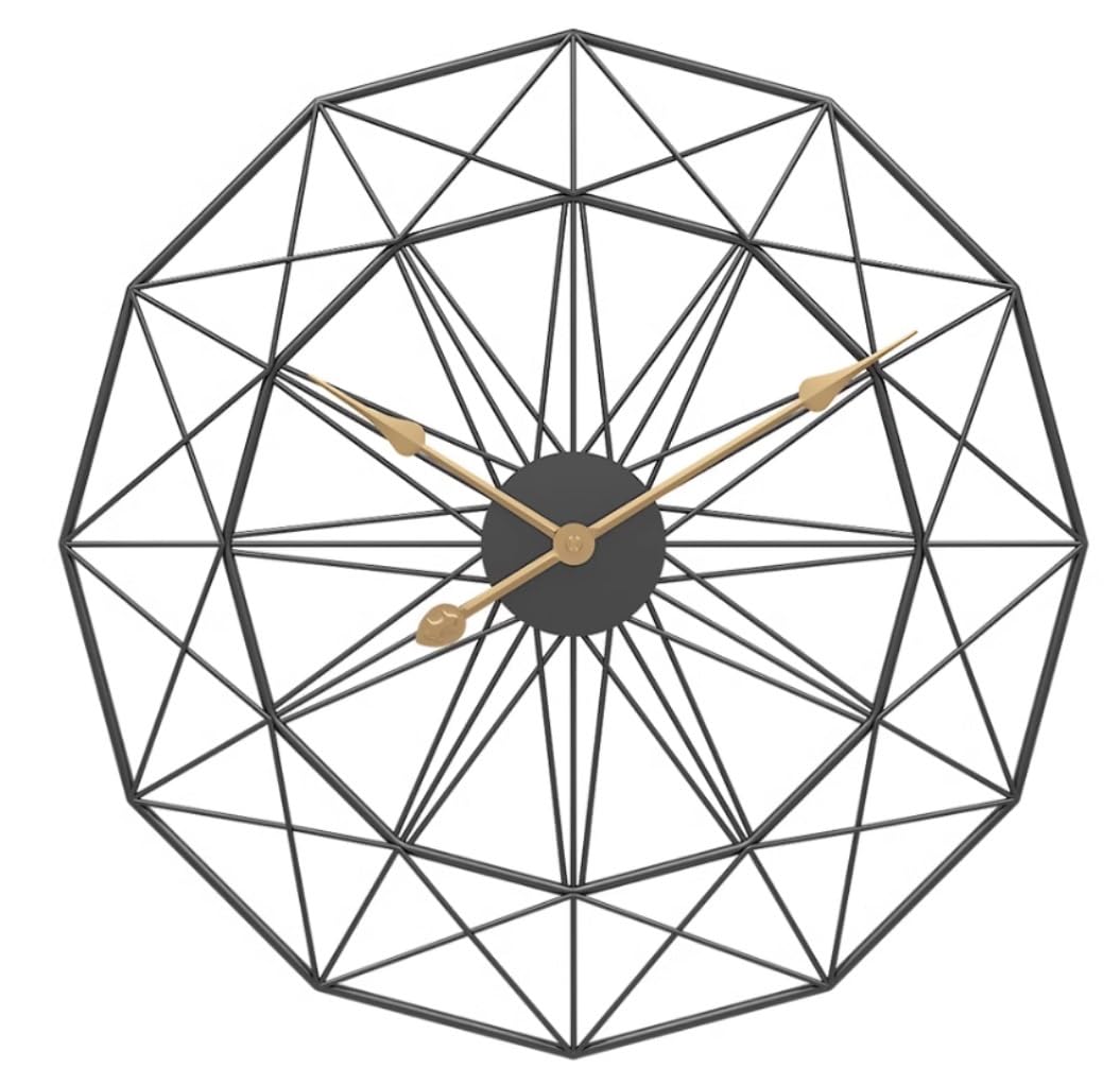MYUYEE Farmhouse Vintage Clock Round Geometry Wall Clock, Waterproof Silent Art Wall for Home Living Room Bedroom Study Office ation for Bedroom Office,Black-60 * 60cm (Black-60 * 60cm)